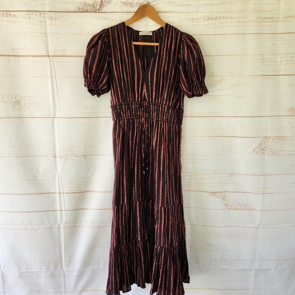 Ulla Johnson Zaria Metallic Striped Cotton And Lurex Dress Sizd 0 - Picture 15 of 16